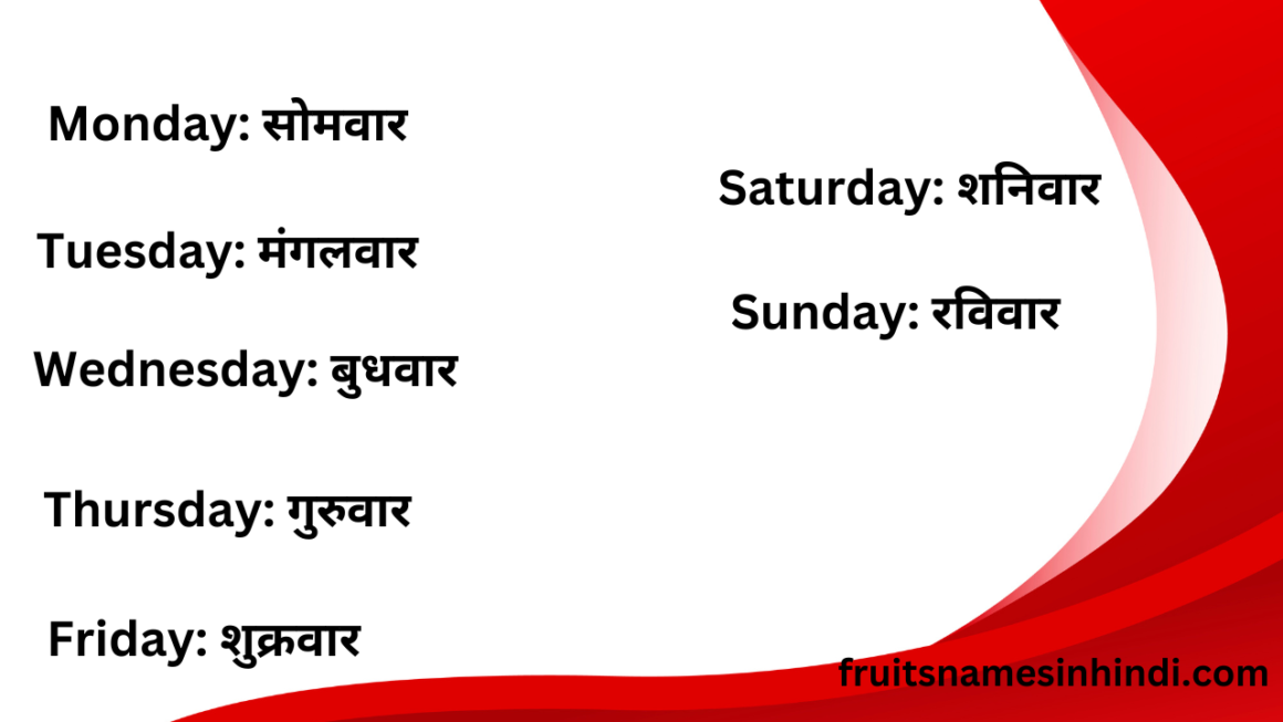 Week Names In Hindi With Meaning